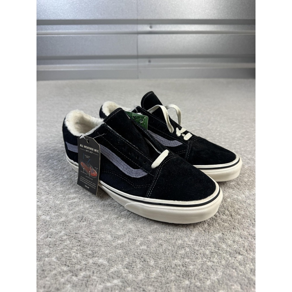 Vans Old Skool MTE Shoes Womens Size 9 Black Suede All Weather Faux Fur‎ Lined